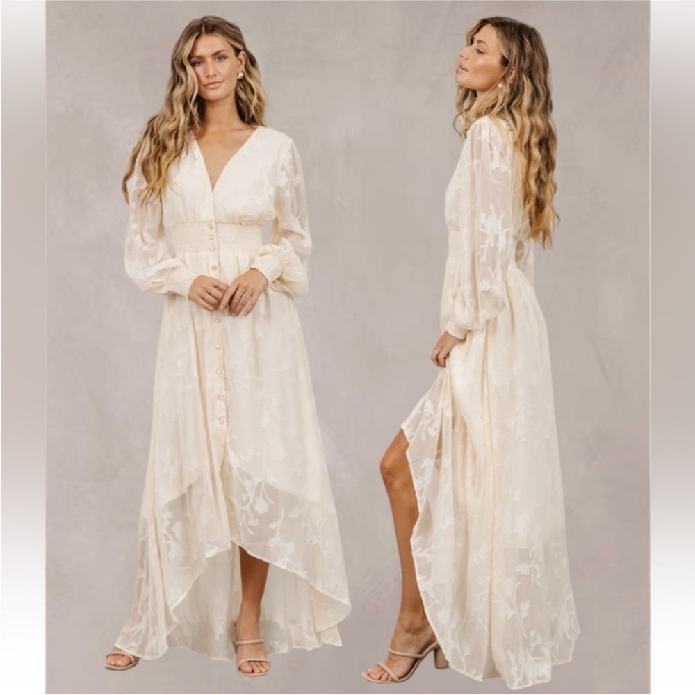 Baltic Born Cream Long Sleeve V-Neck Sundress